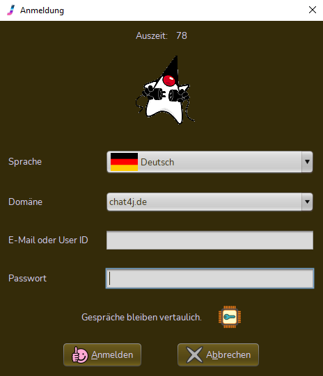 Anmeldedialog für JavaComm