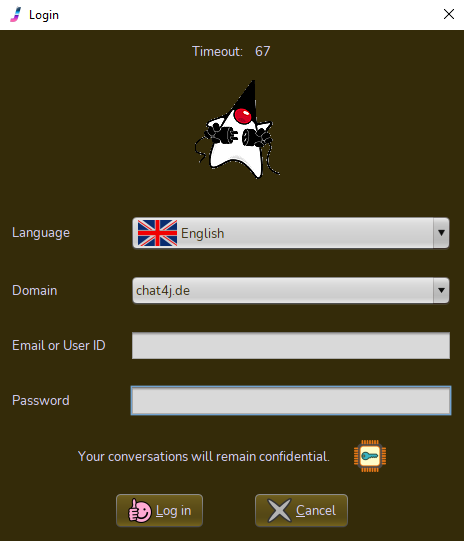 Login dialog for JavaComm