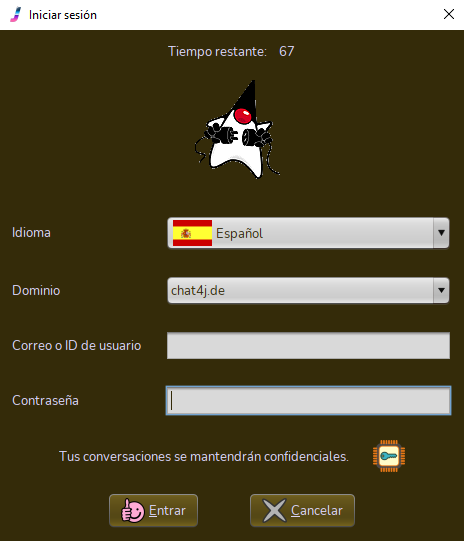 Cuadro de inicio de sesión de JavaComm
