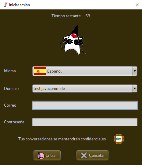 Cuadro de inicio de sesión de JavaComm