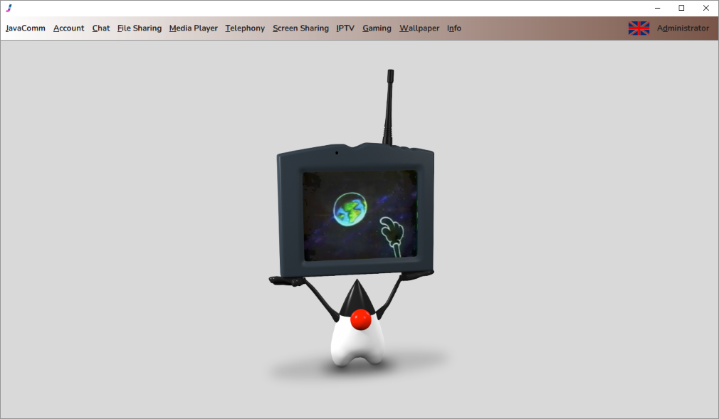 Main screen of JavaComm